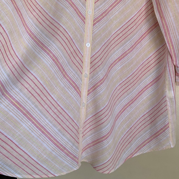 Chico's 100% Line Striped Button Down Shirt 2 or M-L Tunic Coastal Travel Top - Picture 5 of 16